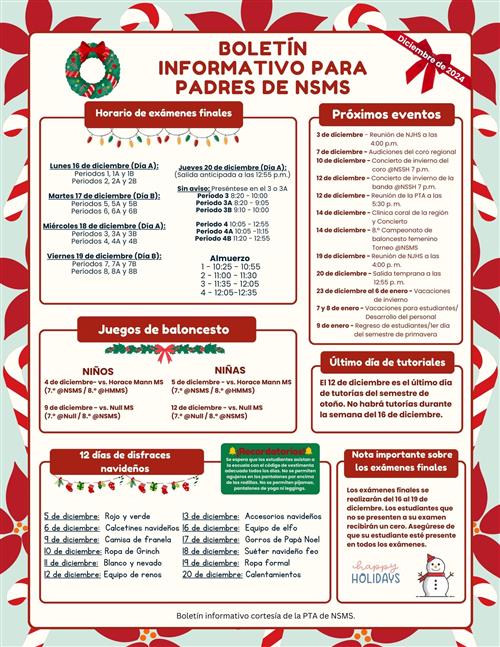 december newsletter espanol